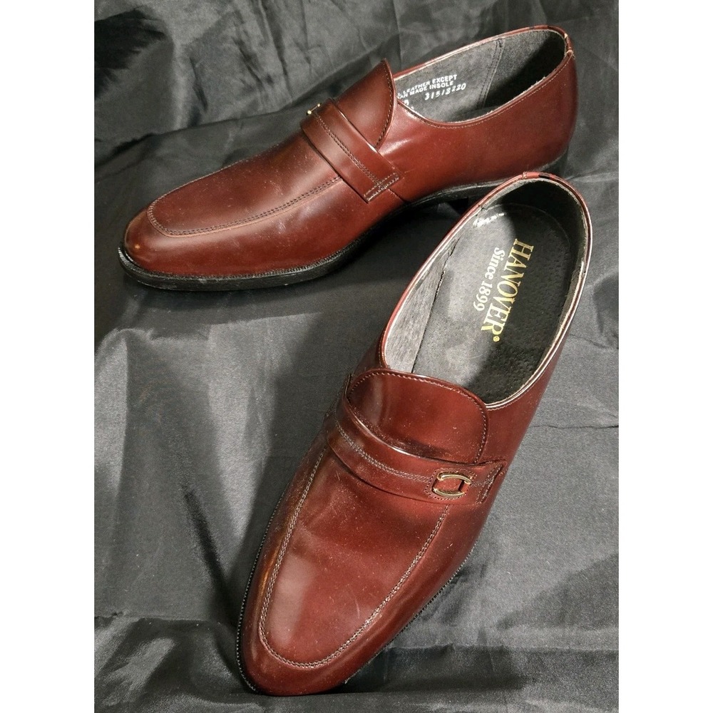 Vintage HANOVER 2573 Men's Plain Toe Blucher Dress Shoes Made in USA Size 10 D/B